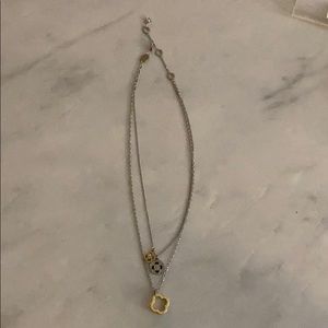 Henri Bendel silver double necklace
